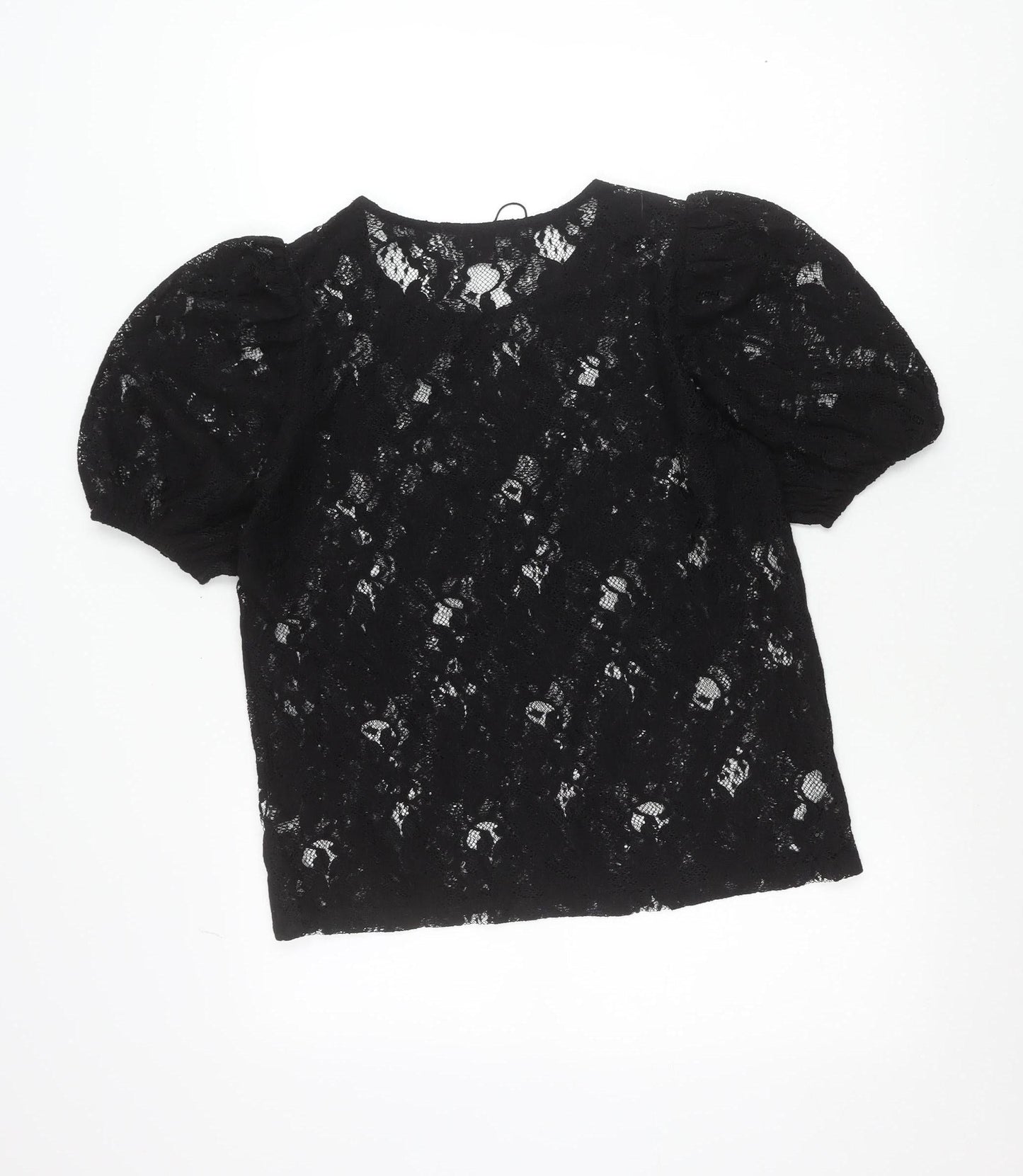 Reserved Women’s Black Lace Puff Sleeve Blouse Size L