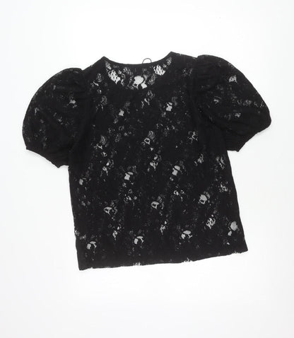 Reserved Women’s Black Lace Puff Sleeve Blouse Size L