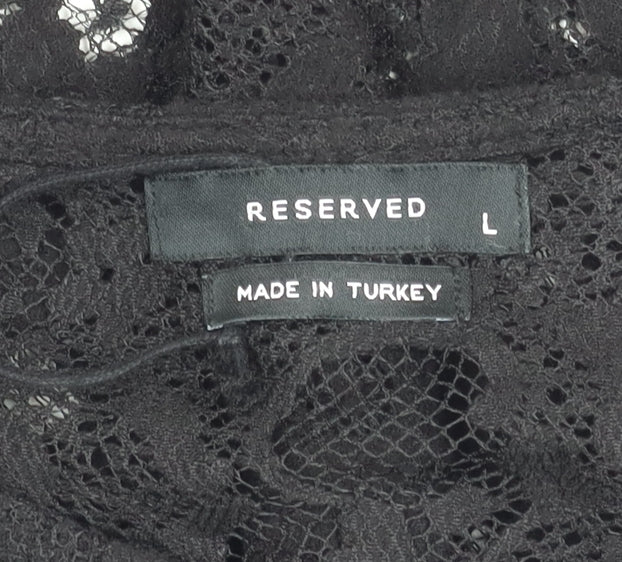 Reserved Women’s Black Lace Puff Sleeve Blouse Size L