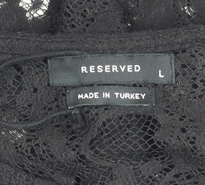 Reserved Women’s Black Lace Puff Sleeve Blouse Size L