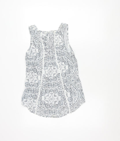 Fat Face Womens White Blue Cotton Sleeveless Tank Top Size 8