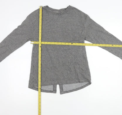 Zara Trafaluc Womens Black Check Button-Up Long Sleeve Top Size 8
