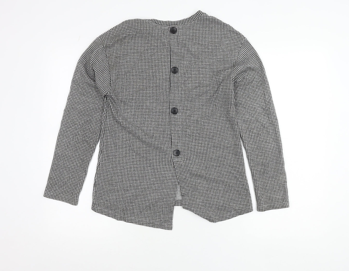 Zara Trafaluc Womens Black Check Button-Up Long Sleeve Top Size 8