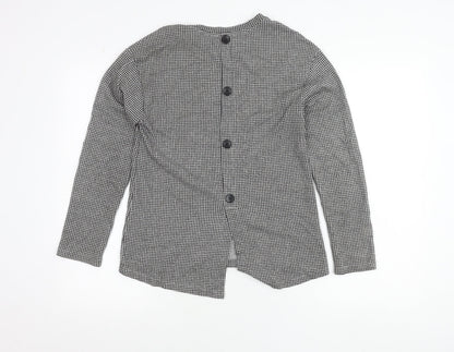 Zara Trafaluc Womens Black Check Button-Up Long Sleeve Top Size 8