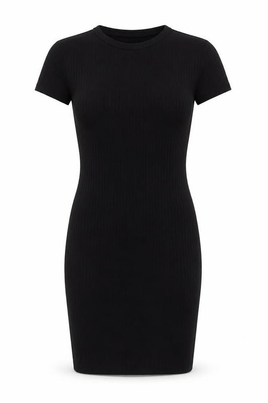 Boohoo Women Black Size 10 Bodycon Short Sleeve Knee Length Dress