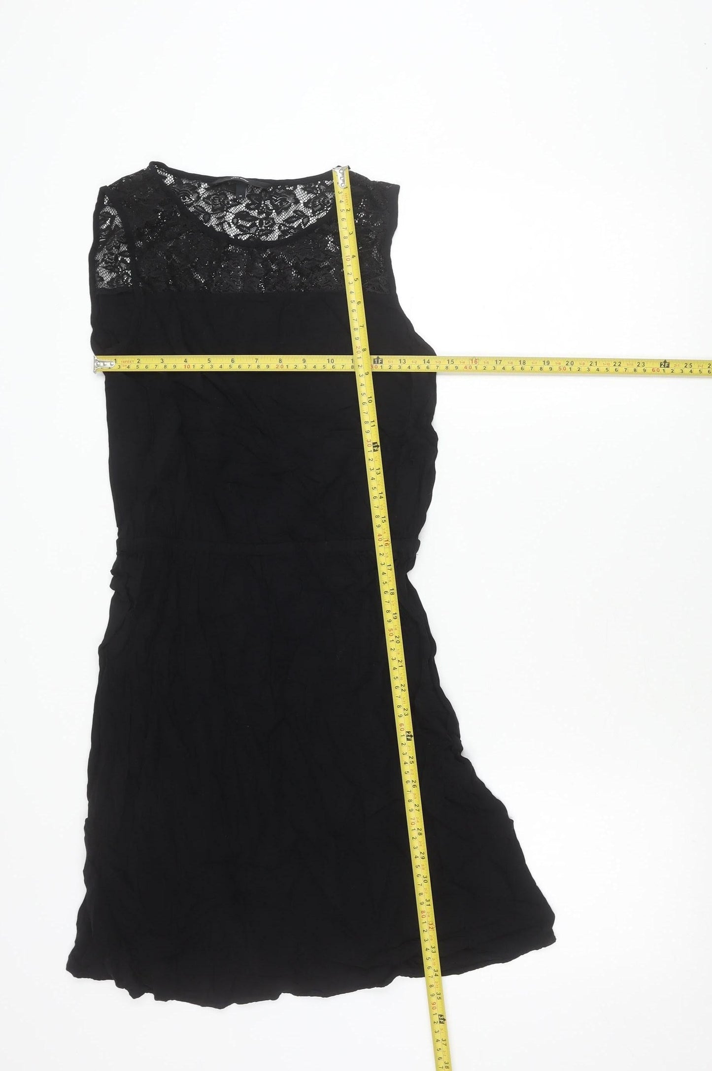 Vero Moda Womens Black Lace Chiffon Tunic Blouse Size M