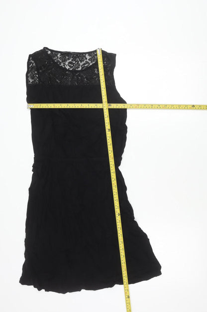 Vero Moda Womens Black Lace Chiffon Tunic Blouse Size M
