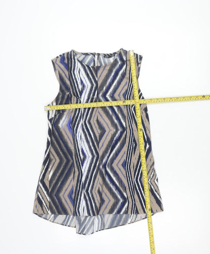 Warehouse Womens Multicoloured Geometric Sleeveless Blouse UK 12