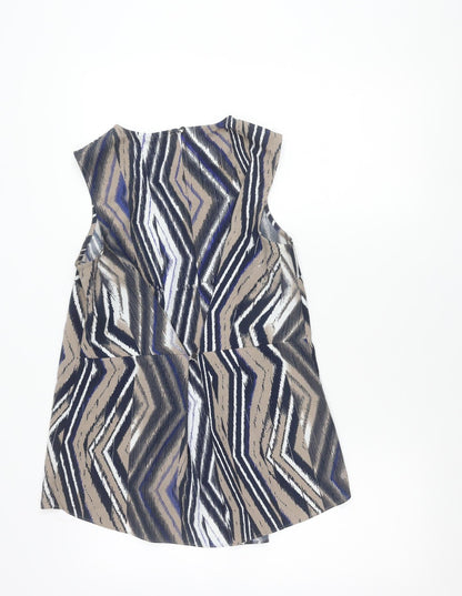 Warehouse Womens Multicoloured Geometric Sleeveless Blouse UK 12