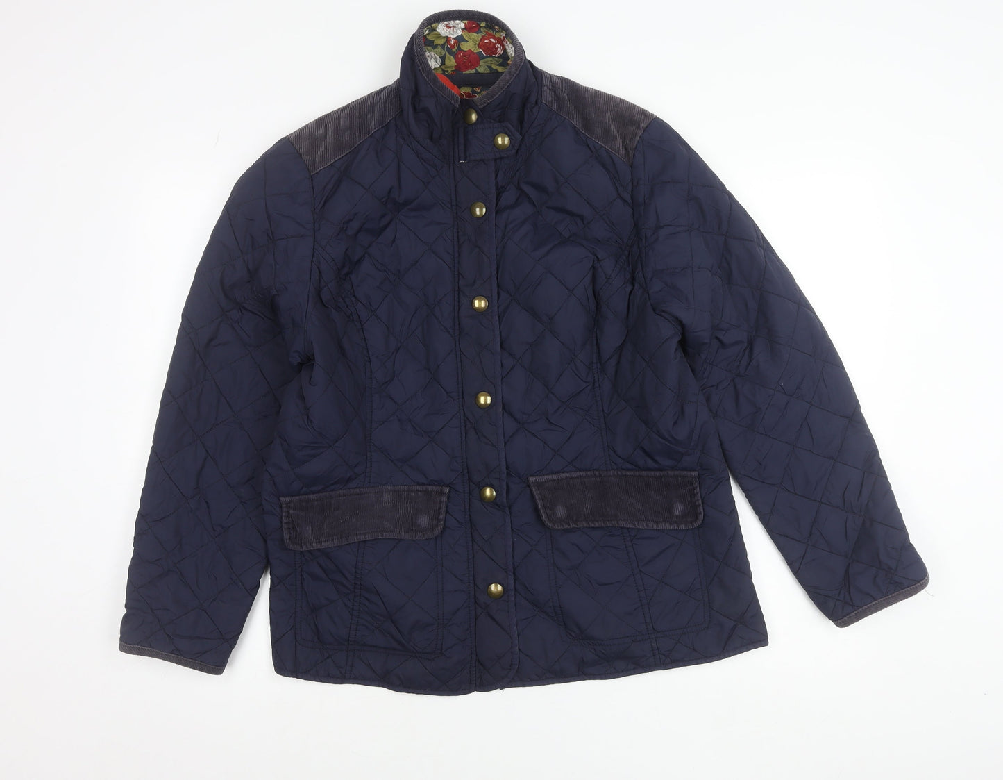 Avenue Women’s Blue Quilted Mid-Length Jacket L Cotton Lined