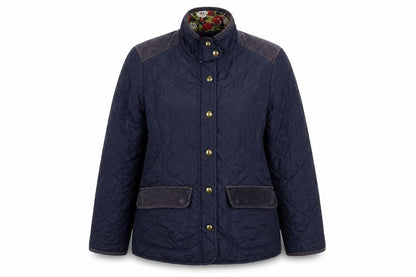 Avenue Women’s Blue Quilted Mid-Length Jacket L Cotton Lined