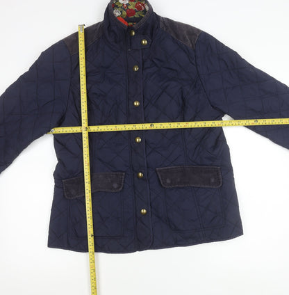 Avenue Women’s Blue Quilted Mid-Length Jacket L Cotton Lined