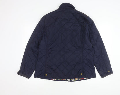 Avenue Women’s Blue Quilted Mid-Length Jacket L Cotton Lined