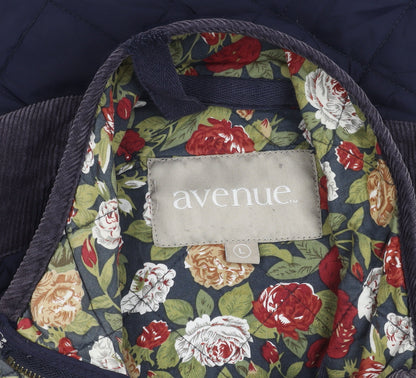 Avenue Women’s Blue Quilted Mid-Length Jacket L Cotton Lined