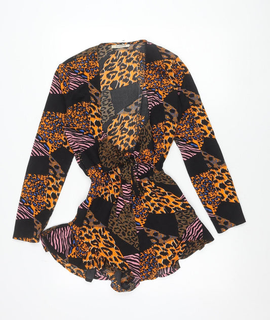 Glamorous Women Multicoloured Animal Print Jumpsuit UK 6 V-Neck