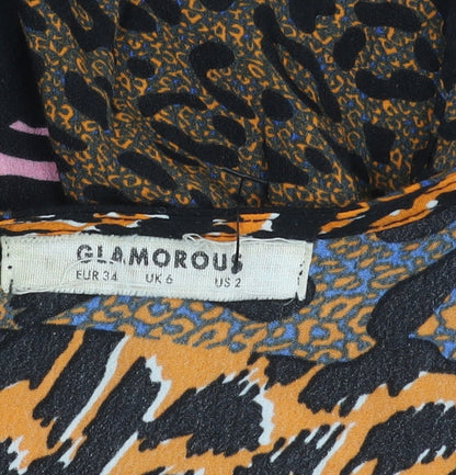 Glamorous Women Multicoloured Animal Print Jumpsuit UK 6 V-Neck