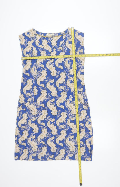 Seasalt Women’s Blue Floral Cotton Sleeveless Shift Dress UK 12