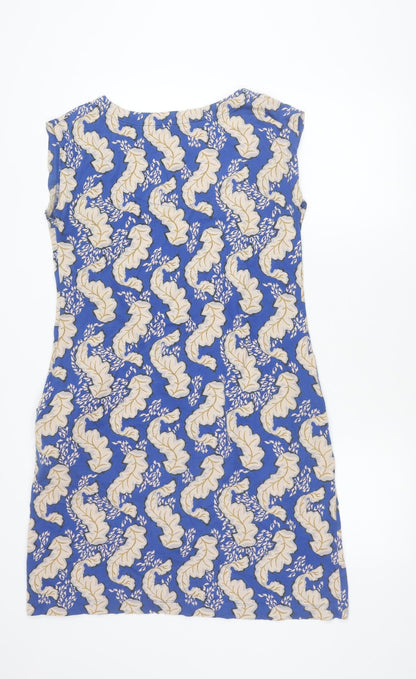 Seasalt Women’s Blue Floral Cotton Sleeveless Shift Dress UK 12