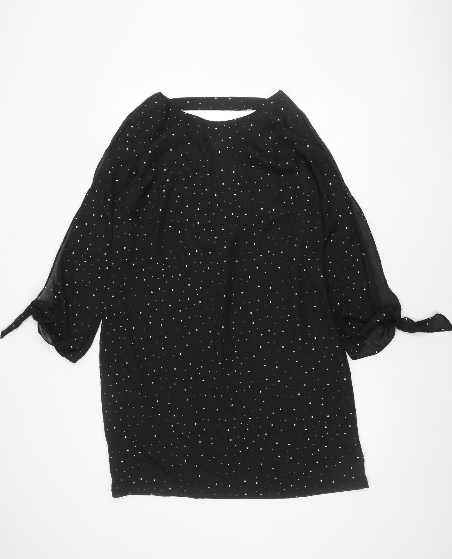 Next Women Black Size 14 Shift Dress Studded Asymmetric Long Sleeve
