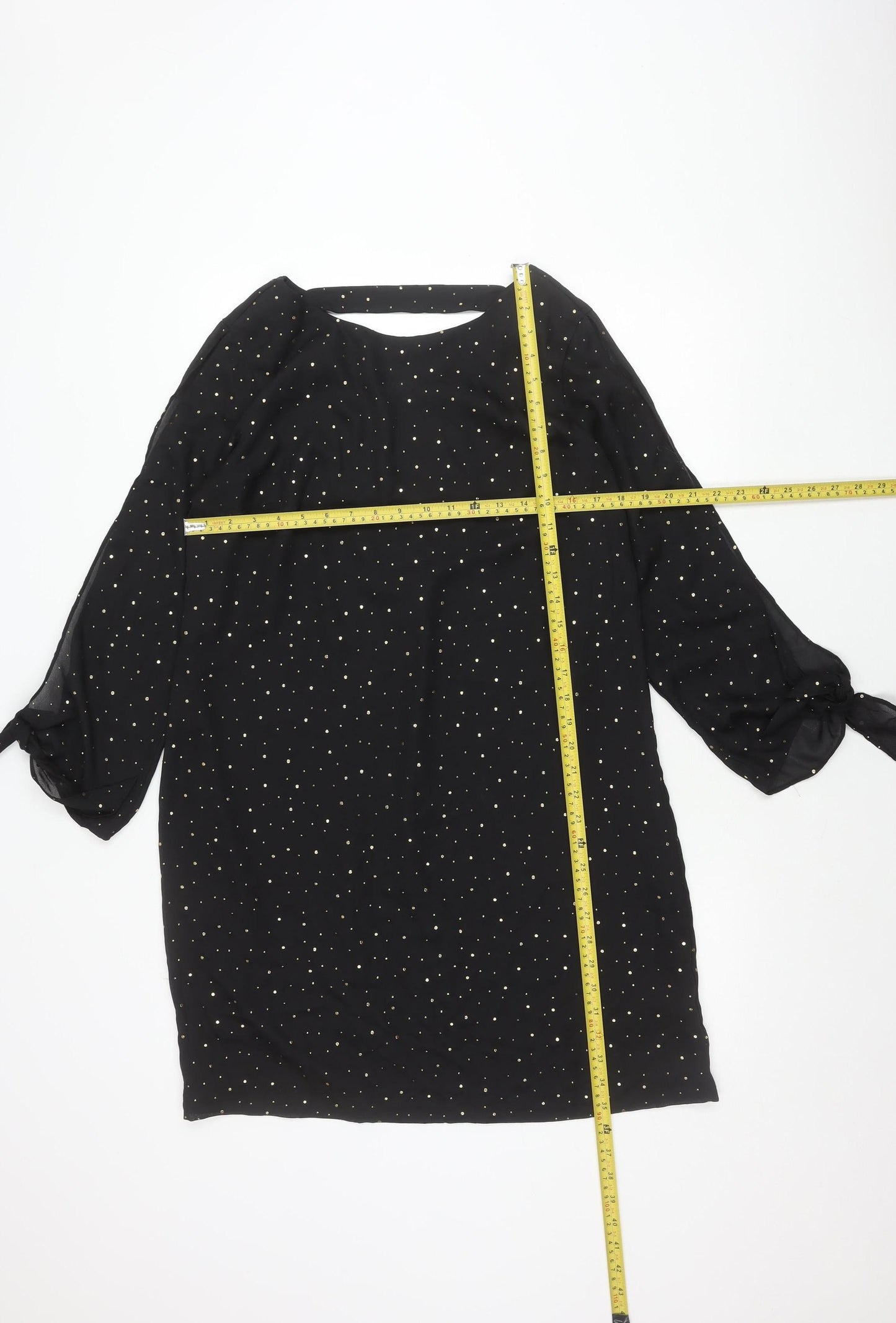 Next Women Black Size 14 Shift Dress Studded Asymmetric Long Sleeve