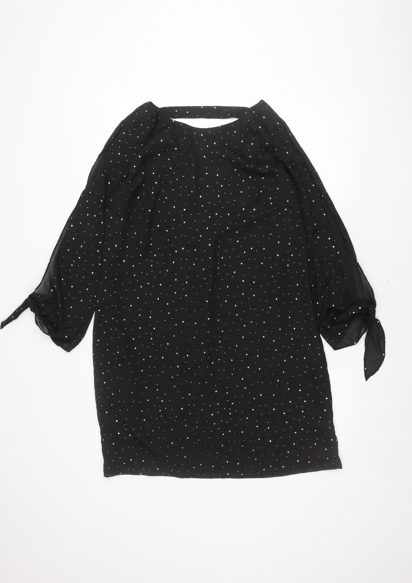 Next Women Black Size 14 Shift Dress Studded Asymmetric Long Sleeve