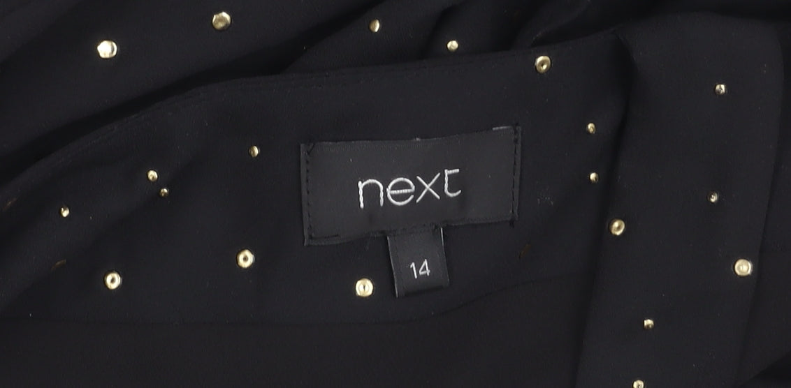Next Women Black Size 14 Shift Dress Studded Asymmetric Long Sleeve