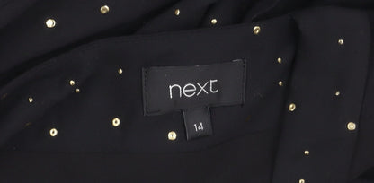 Next Women Black Size 14 Shift Dress Studded Asymmetric Long Sleeve