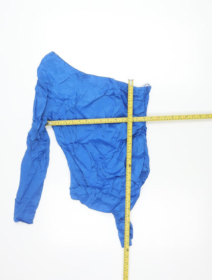 Zara Women’s Blue One Shoulder Wrap Blouse Size L Polyester