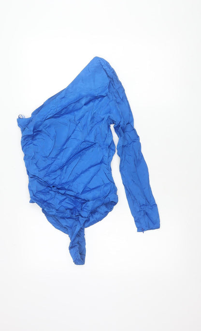 Zara Women’s Blue One Shoulder Wrap Blouse Size L Polyester