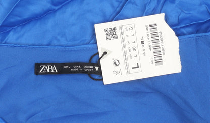 Zara Women’s Blue One Shoulder Wrap Blouse Size L Polyester
