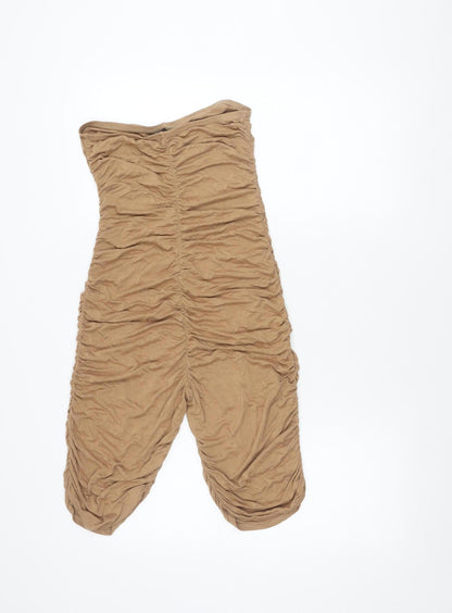 PrettyLittleThing Women’s Brown Strapless Jersey Jumpsuit Size 8