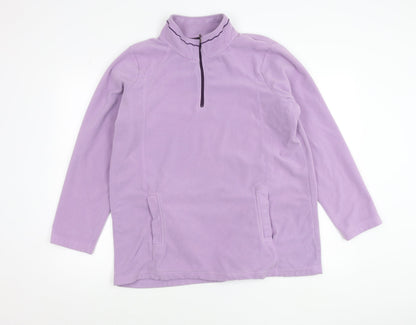 BM-Essentials Womens Purple Fleece Sweatshirt Size L 1/4 Zip Pullover