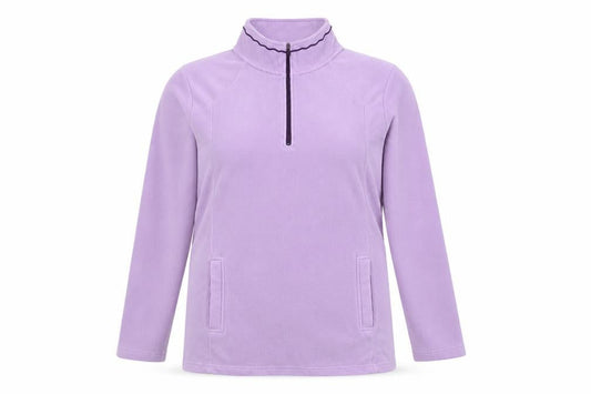 Bonmarché -Essentials Womens Purple Fleece Sweatshirt Size L 1/4 Zip Pullover