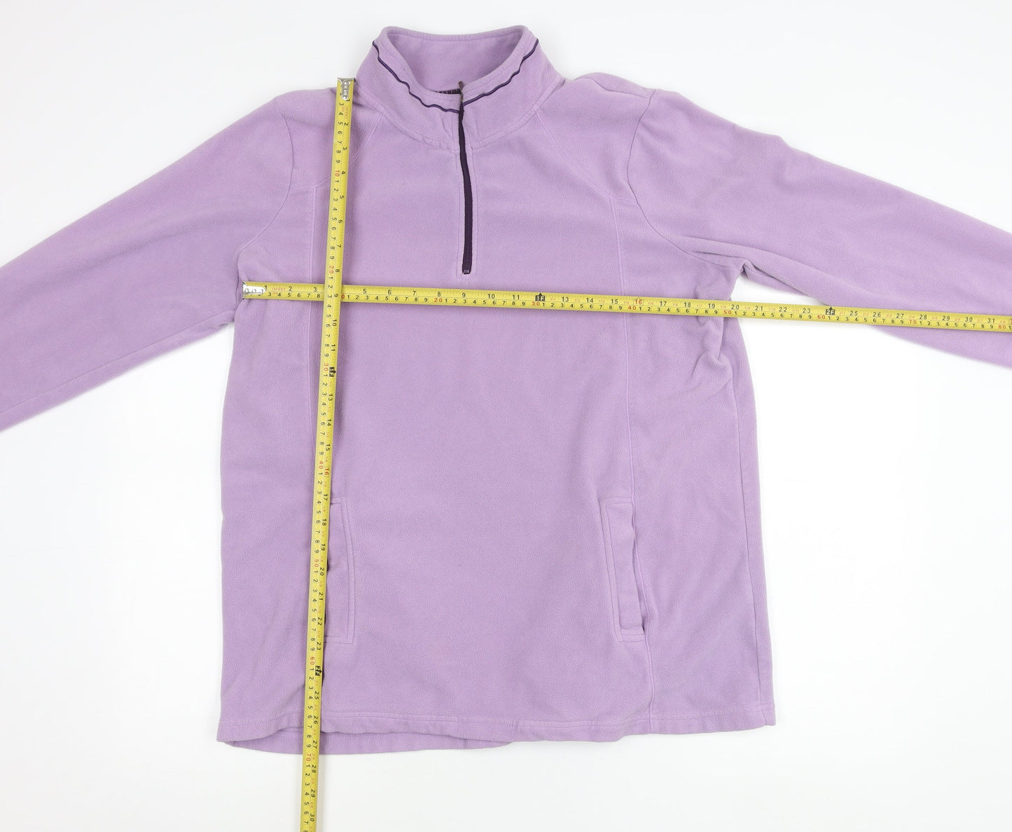 BM-Essentials Womens Purple Fleece Sweatshirt Size L 1/4 Zip Pullover