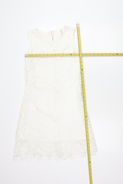Quiz Women’s White Lace Sheath Knee Length Dress Size 8 Sleeveless