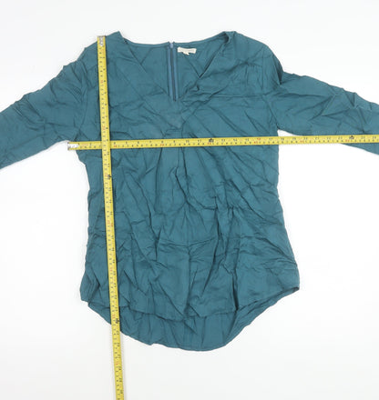 Mudd & Water Womens Blue Lyocell Blouse Tunic Size 8 V-Neck Long Sleeve