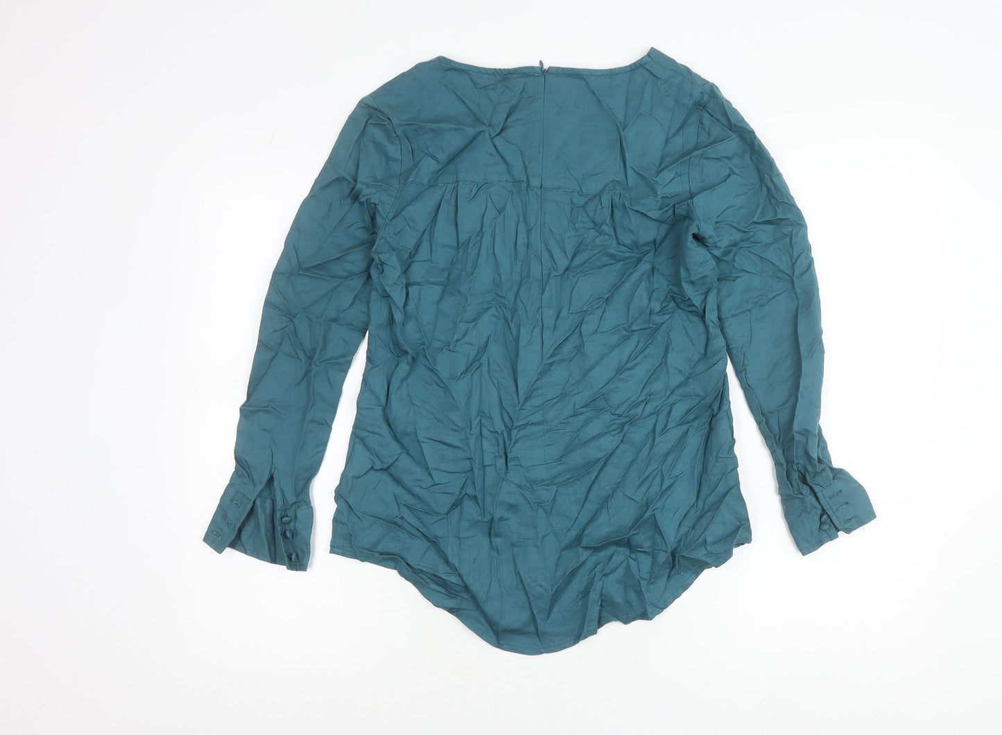 Mudd & Water Womens Blue Lyocell Blouse Tunic Size 8 V-Neck Long Sleeve