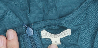 Mudd & Water Womens Blue Lyocell Blouse Tunic Size 8 V-Neck Long Sleeve