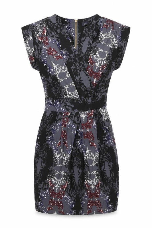 Closet Blu Women’s Black Grey Floral Strapless Bodycon Dress Size 8