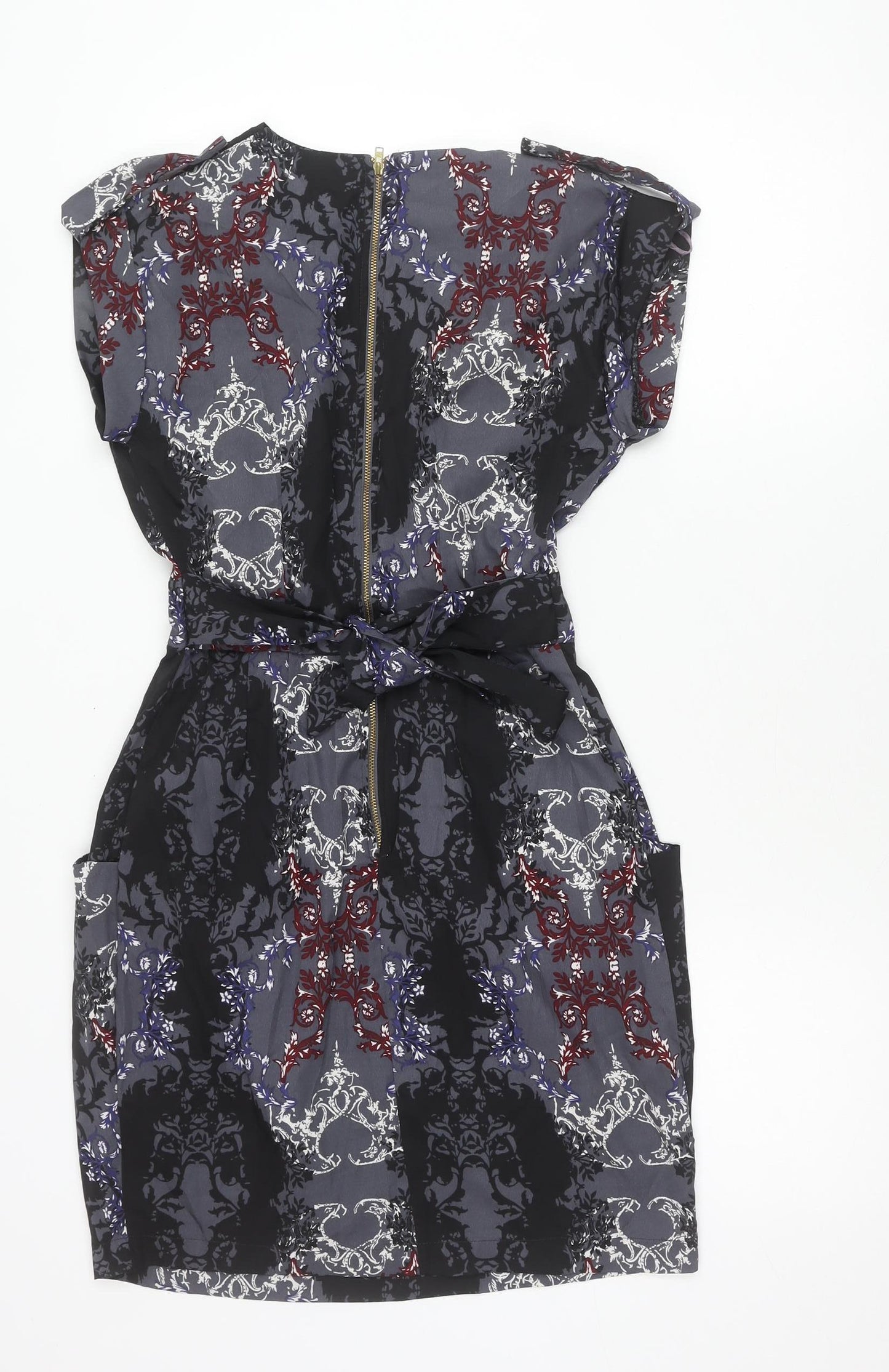 Closet Blu Women’s Black Grey Floral Strapless Bodycon Dress Size 8