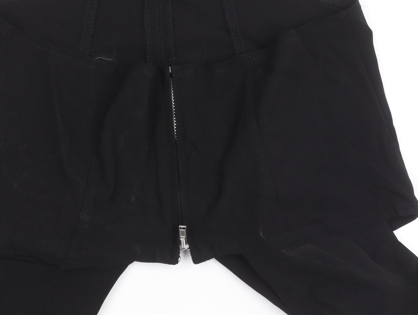 H&M Divided Womens Black Cropped Blouse Size 10 Sleeveless Zip Stretch