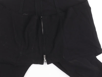 H&M Divided Womens Black Cropped Blouse Size 10 Sleeveless Zip Stretch