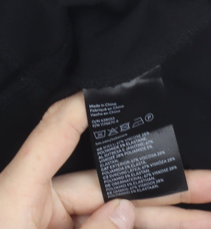 H&M Divided Womens Black Cropped Blouse Size 10 Sleeveless Zip Stretch