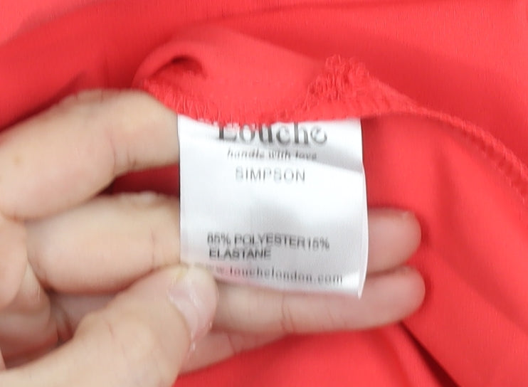 Louche Women Red Bodycon Knee Length Scoop Neck Dress Size 8