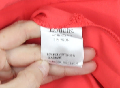 Louche Women Red Bodycon Knee Length Scoop Neck Dress Size 8