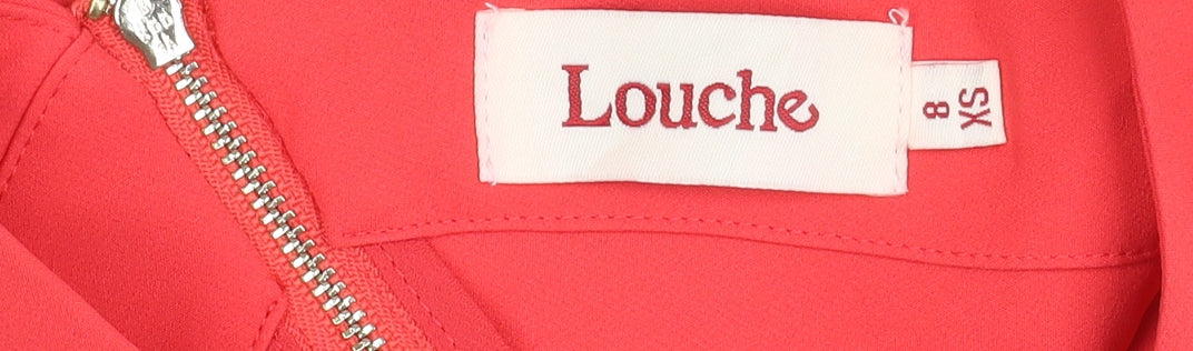 Louche Women Red Bodycon Knee Length Scoop Neck Dress Size 8