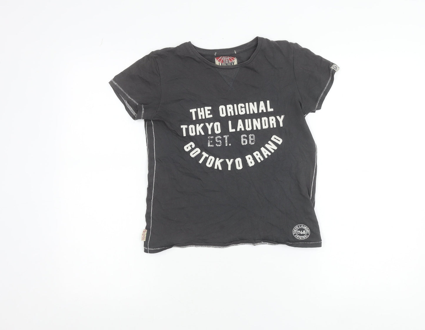 Teens UK Size 9/10 Tokyo Laundry Black Basic T-Shirt