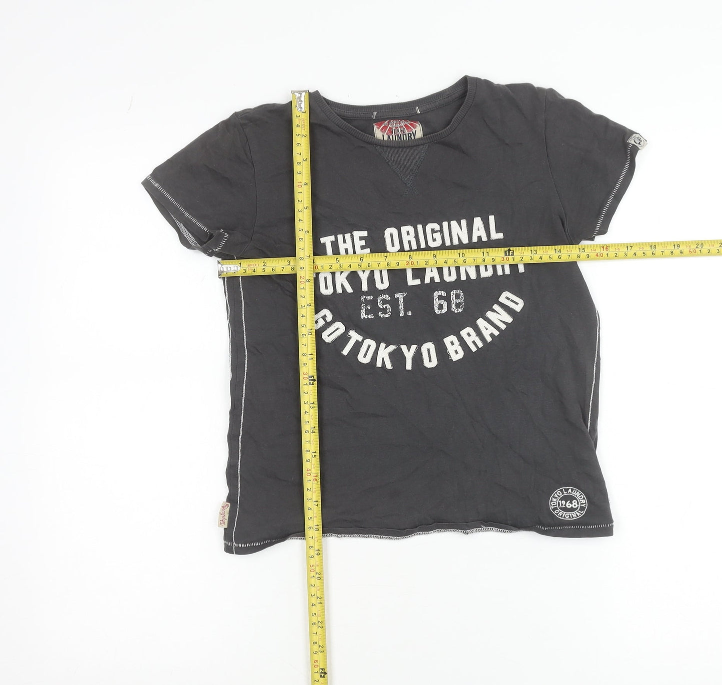 Teens UK Size 9/10 Tokyo Laundry Black Basic T-Shirt