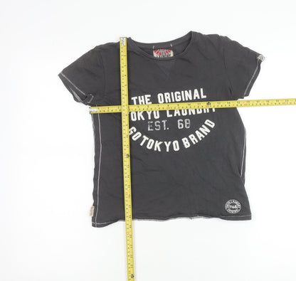 Teens UK Size 9/10 Tokyo Laundry Black Basic T-Shirt