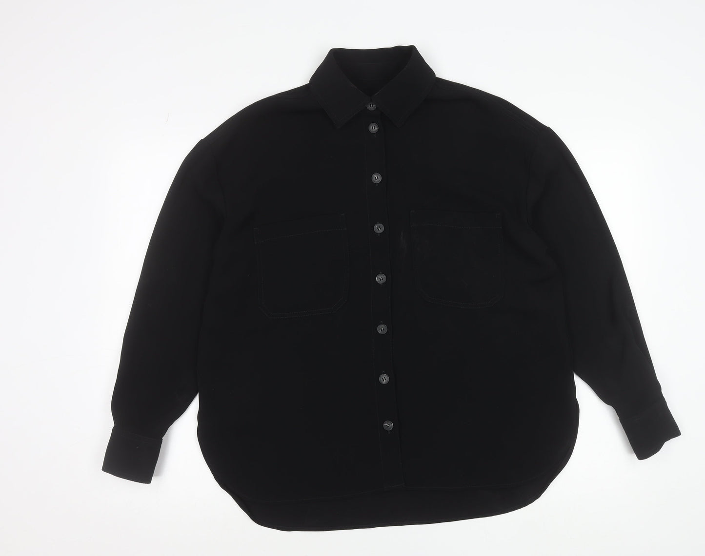 Next Women’s Black Button-Up Long Sleeve Polyester Shirt Size 10